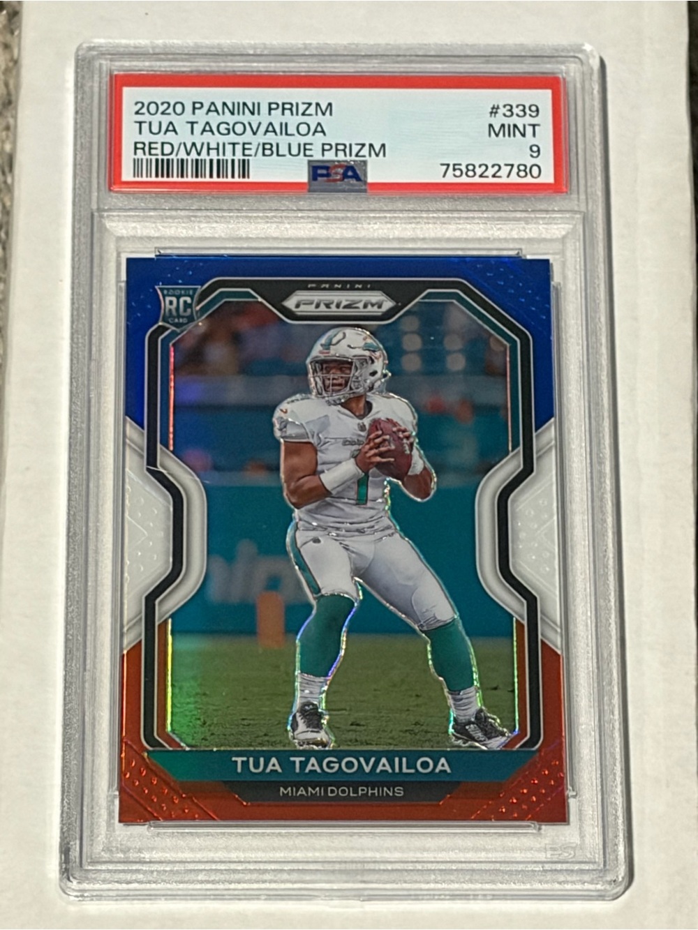 Tua Tagovaiola 2020 Panini Prizm Red White Blue PSA 9 Mint Rookie graded card